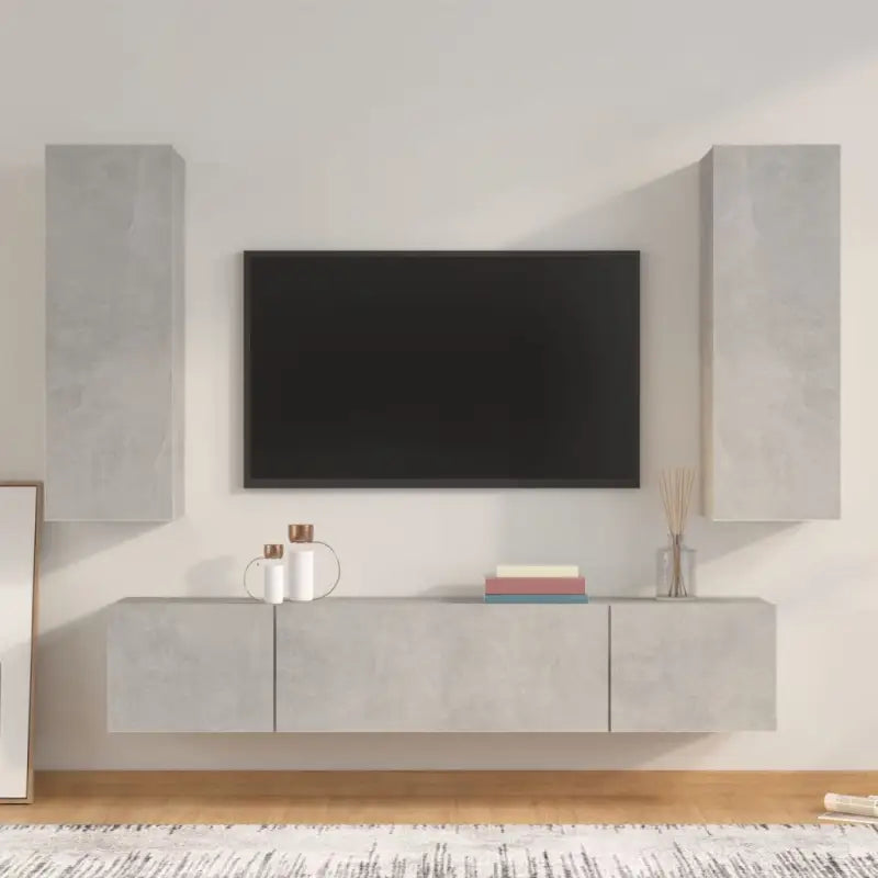 Klassieke tv-meubels van bewerkt hout met trendy en praktische ontwerp - Betongrijs / 4 / 80 cm - Tv-meubels