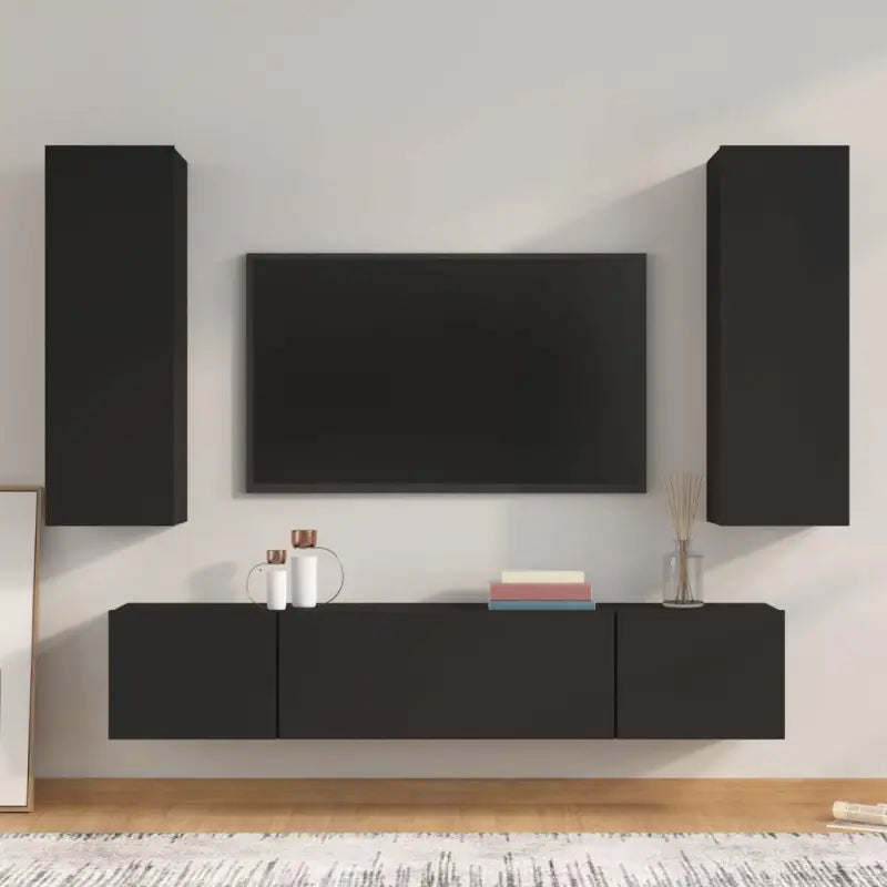 Klassieke tv-meubels van bewerkt hout met trendy en praktische ontwerp - Zwart / 4 / 80 cm - Tv-meubels