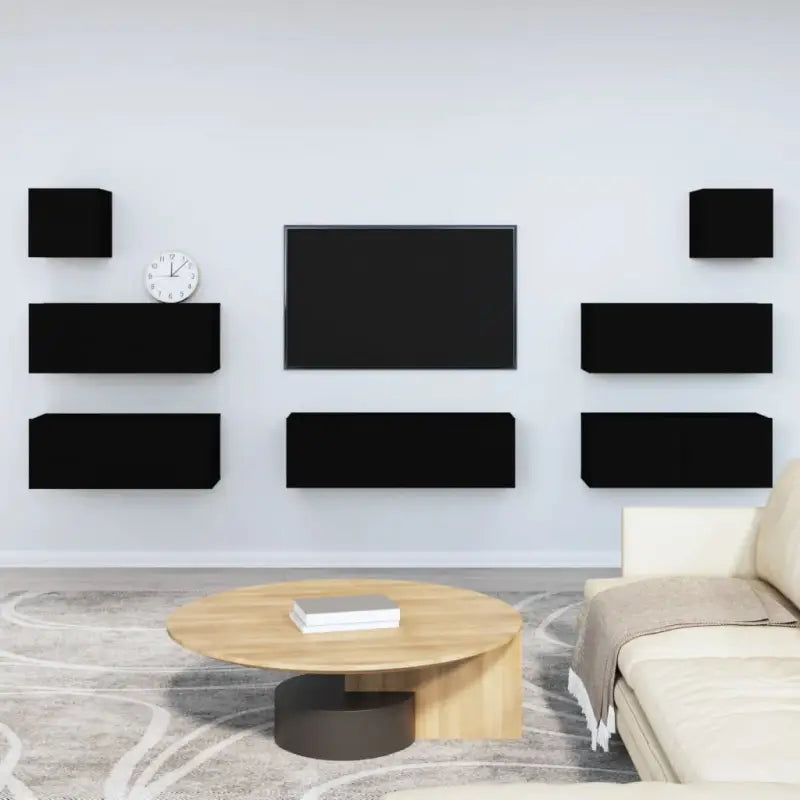 Klassieke Tv-meubels van bewerkt hout met trendy en praktische design - Zwart / 7 - Tv-meubels
