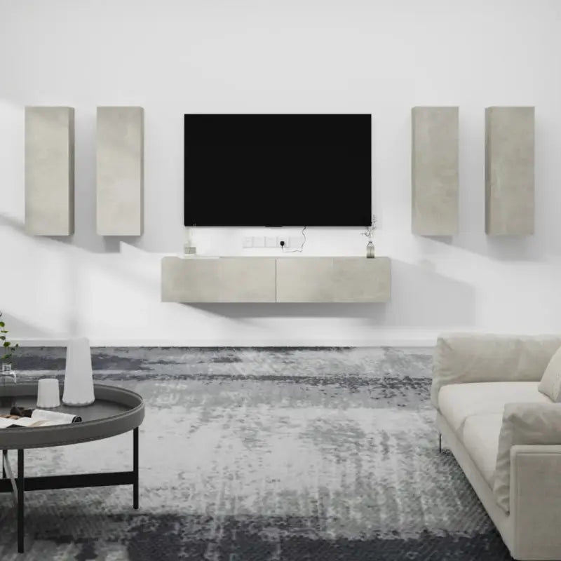 Klassieke TV-meubels van bewerkt hout met trendy en praktische design - Betongrijs / 6 / 90 cm - Tv-meubels