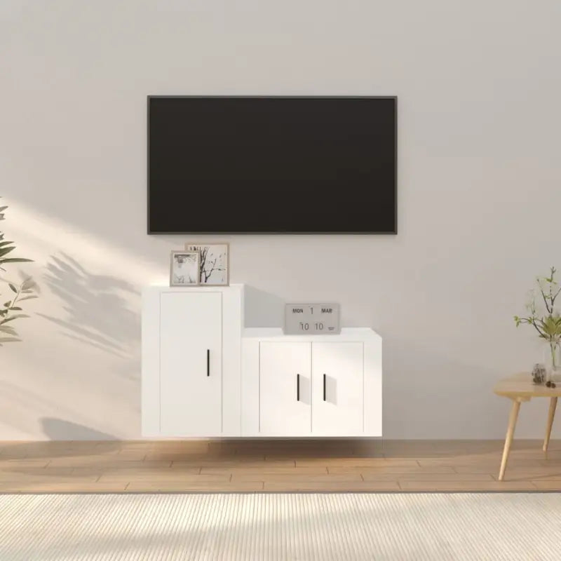 Klassieke Tv-meubels van bewerkt hout met trendy en praktische design - Wit / 2 - Tv-meubels