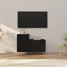 Klassieke Tv-meubels van bewerkt hout met trendy en praktische design - Zwart / 2 - Tv-meubels