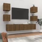 Klassieke Tv-meubels van bewerkt hout met trendy en praktische design - bruin eikenkleur / 6 / 80 cm - Tv-meubels