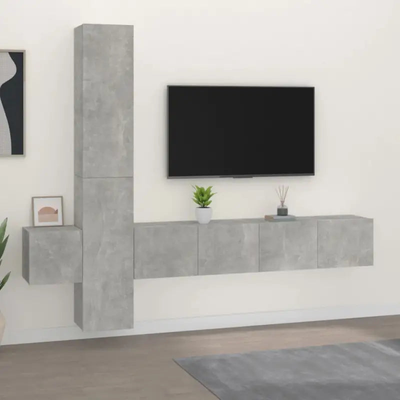 Klassieke tv-meubels van bewerkt hout voor een stijlvolle kamer centerpiece - Betongrijs / 5 / 80 cm - Tv-meubels