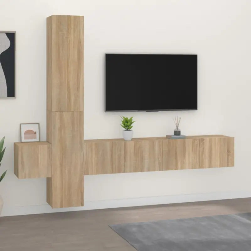 Klassieke tv-meubels van bewerkt hout voor een stijlvolle kamer centerpiece - Sonoma eiken / 5 / 80 cm - Tv-meubels