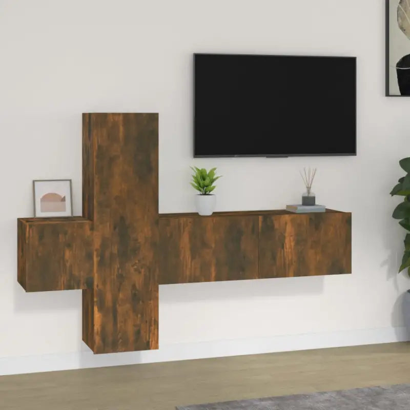 Klassieke tv-meubels van bewerkt hout voor een stijlvolle kamer centerpiece - Gerookt eiken / 3 / 100 cm - Tv-meubels
