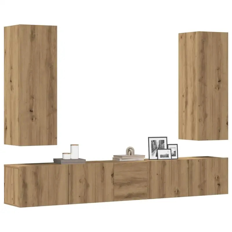 Klassieke tv-meubels van bewerkt hout voor een stijlvolle kamer centerpiece - artisanaal eikenkleurig / 5 / 80 cm