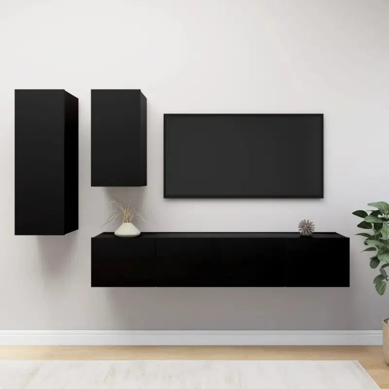 Klassieke TV-meubels van bewerkt hout voor een trendy en stabiel interieur - Zwart / 4 / 80 cm - Tv-meubels