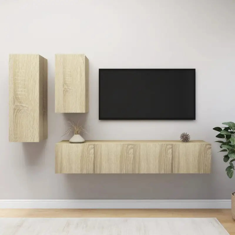 Klassieke TV-meubels van bewerkt hout voor een trendy en stabiel interieur - Sonoma eiken / 4 / 80 cm - Tv-meubels
