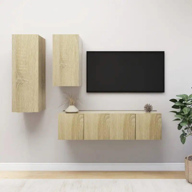 Klassieke TV-meubels van bewerkt hout voor een trendy en stabiel interieur - Sonoma eiken / 4 / 60 cm - Tv-meubels