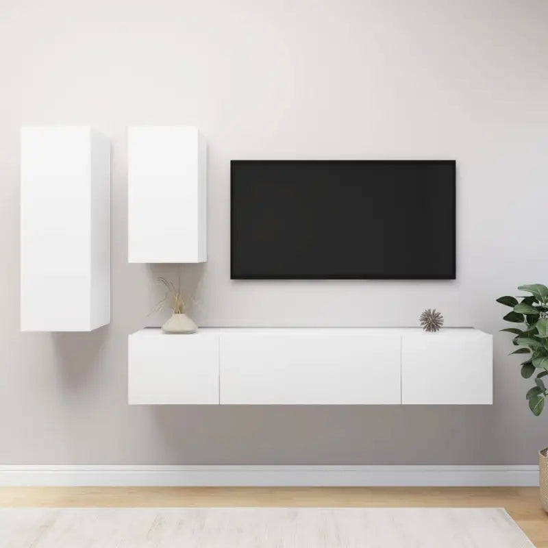 Klassieke TV-meubels van bewerkt hout voor een trendy en stabiel interieur - Wit / 4 / 80 cm - Tv-meubels