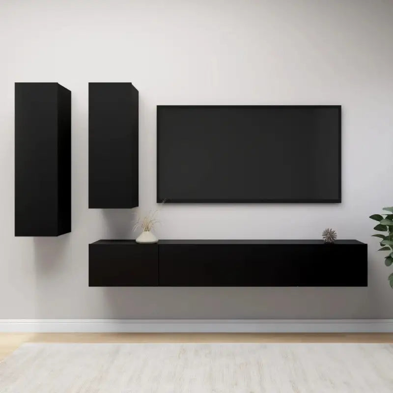 Klassieke TV-meubels van bewerkt hout voor een trendy en stabiel interieur - Zwart / 4 / 100 cm - Tv-meubels
