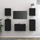 Klassieke TV-meubels van massief grenenhout met trendy design - Zwart / 5 - Tv-meubels