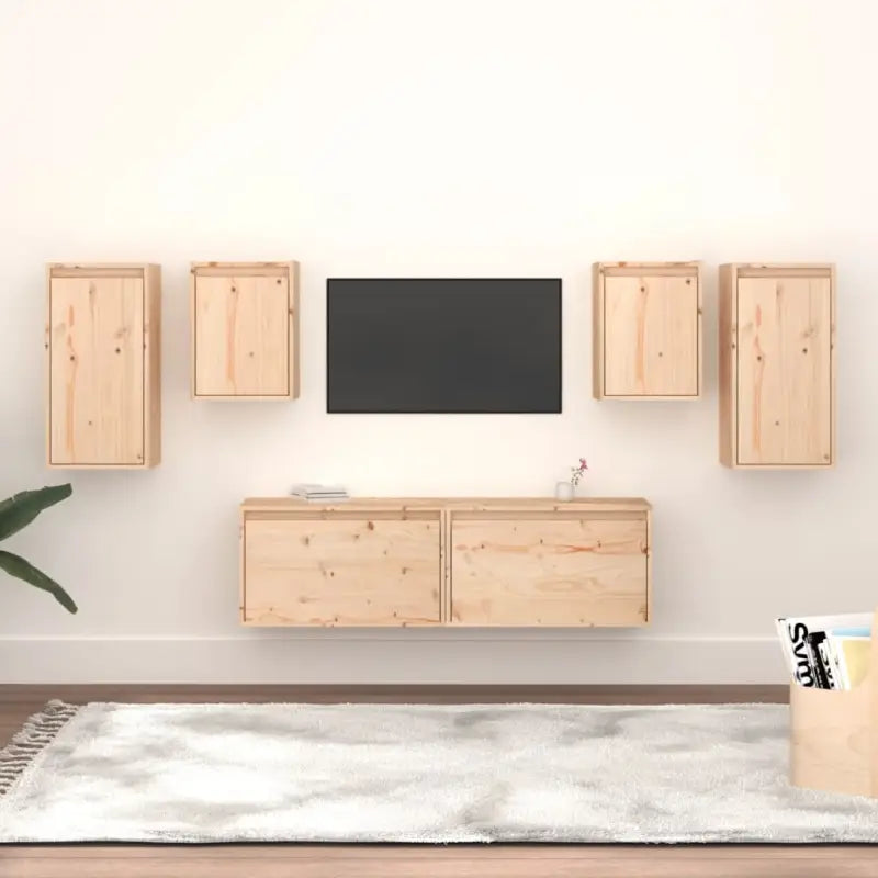 Klassieke Tv-Meubels van Massief Grenenhout voor een Chique Kamer - Naturel / 2 - Tv-meubels