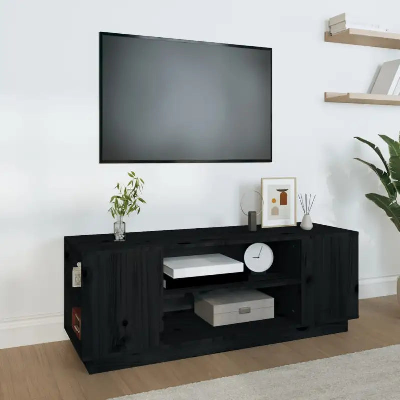 Klassieke Tv-meubels van massief grenenhout voor een stijlvolle woonkamer - Zwart / 1 - Tv-meubels