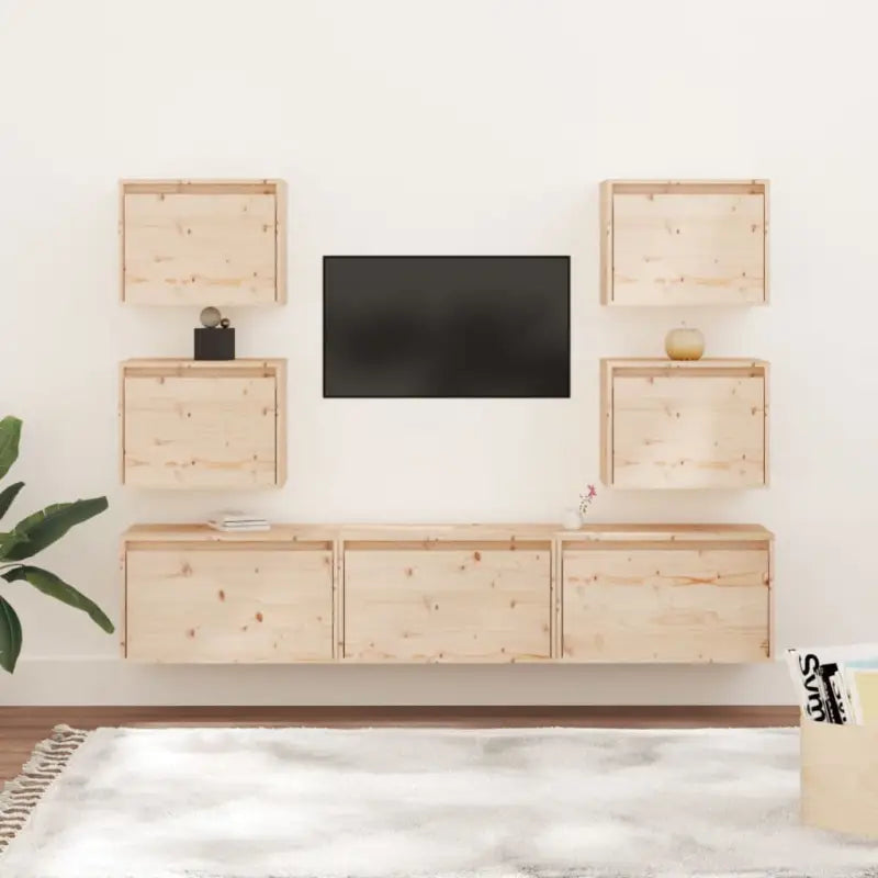 Klassieke tv-meubels van massief grenenhout voor een stijlvolle woonkamer - Naturel / 7 - Tv-meubels
