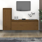 Klassieke TV-meubels van massief grenenhout voor een stijlvolle kamer - Honingbruin / 2 - Tv-meubels