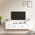 Klassieke TV-meubelset van bewerkt hout met trendy en praktische design - Wit / 4 - Tv-meubels