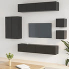 Klassieke tv-meubelset van bewerkt hout met trendy en praktische stijl - Zwart / 8 / 90 cm - Tv-meubels