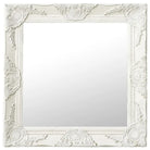 Klassieke wandspiegel met sierlijk barokframe - Wit / 50 x 50 cm / 1 - Spiegels