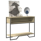 Klassieke wandtafel met bewerkt hout en metalen handgrepen - Bijzettafels