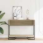 Klassieke wandtafel met bewerkt hout en metalen handgrepen - Bijzettafels