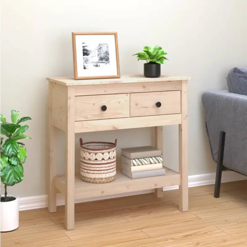 Klassieke wandtafel van massief grenenhout voor je interieur - Naturel / 1 / 75 cm - Bijzettafels