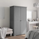 Kledingkast met Franse stijl en massief grenenhout met metalen handgrepen - Grijs / 99 x 53.5 x 173 cm / 1