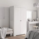 Kledingkast met Franse stijl en massief grenenhout met metalen handgrepen - Wit / 99 x 53.5 x 173 cm / 1 - Kledingkasten