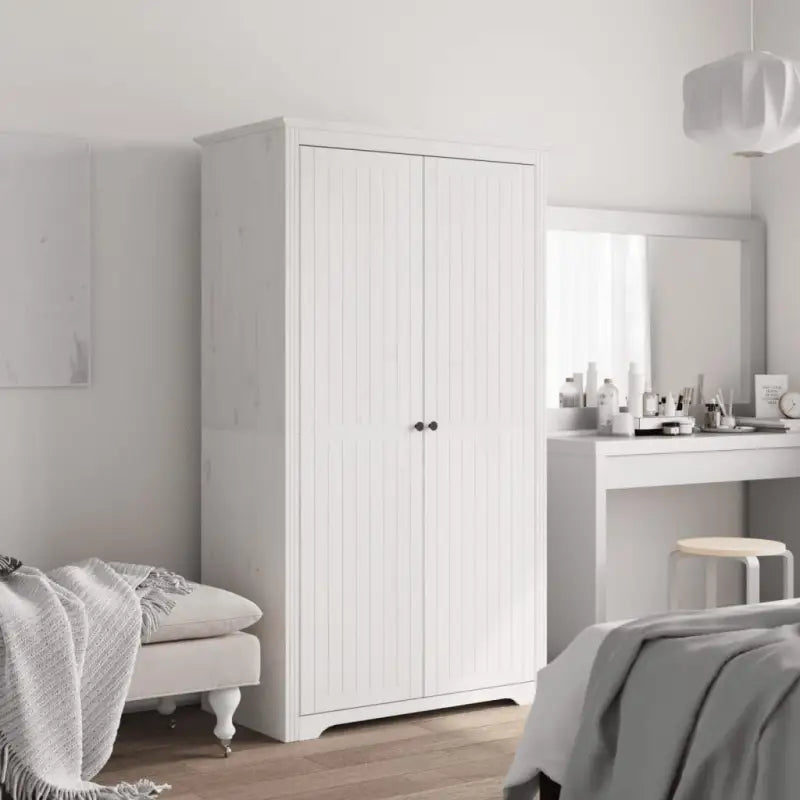 Kledingkast met Franse stijl en massief grenenhout met metalen handgrepen - Wit / 99 x 53.5 x 173 cm / 1 - Kledingkasten