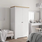 Kledingkast met Franse stijl en massief grenenhout met metalen handgrepen - Bruin / 99 x 53.5 x 173 cm / 1