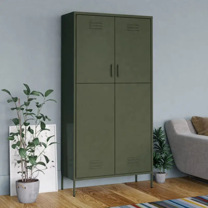 Kledingkast met verstelbare schappen voor een overzichtelijk interieur - Olijfgroen / 1 - Kledingkasten