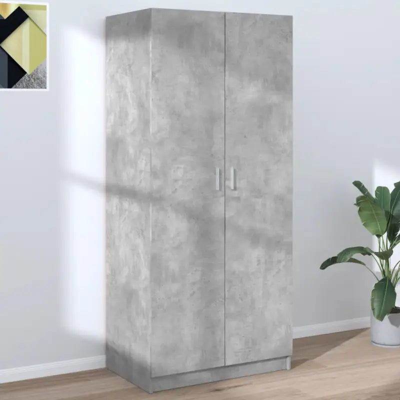Kledingkast van bewerkt hout met stijlvolle en praktische opbergruimte - Betongrijs / 1 - Kledingkasten