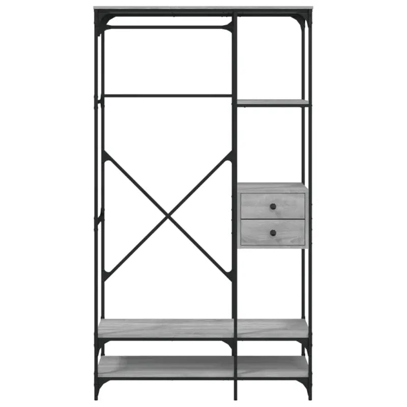 Kledingkast van bewerkt hout met verstelbare poten in grijs sonoma - Grijs sonoma / 1 - Kledingkasten