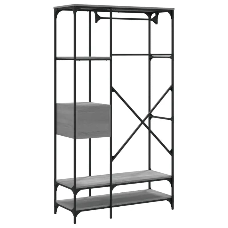 Kledingkast van bewerkt hout met verstelbare poten in grijs sonoma - Grijs sonoma / 1 - Kledingkasten