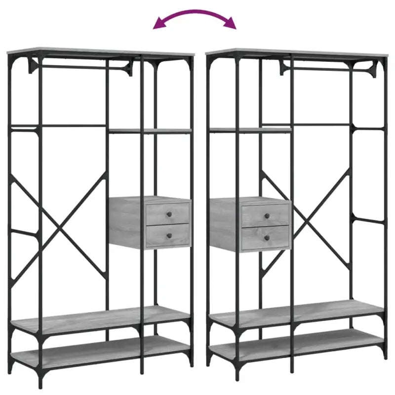 Kledingkast van bewerkt hout met verstelbare poten in grijs sonoma - Grijs sonoma / 1 - Kledingkasten