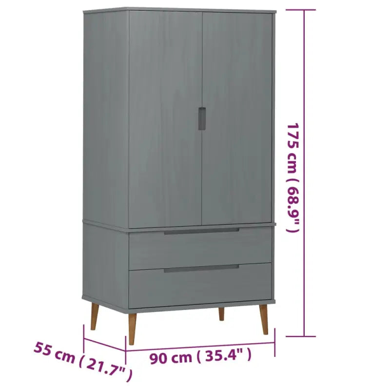 Kledingkast van massief grenenhout met Scandinavisch design - Kledingkasten