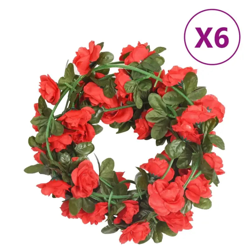 Kransen en slingers met bloemen voor een romantische kerstsfeer - Rood - Kransen en slingers