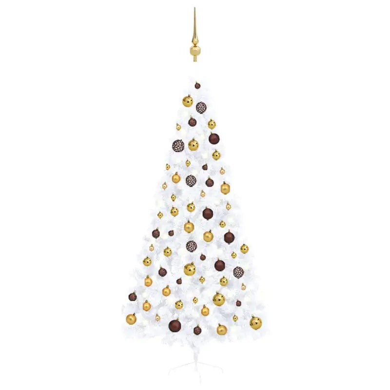 Kunstkerstboom Half met Levensechte Vormen en Uitstraling - Wit en goud / 210 x 120 cm / 1 - Kerstbomen