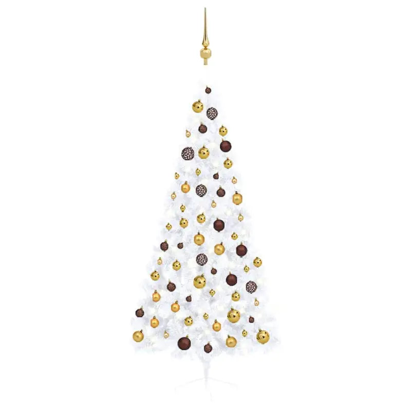 Kunstkerstboom Half met Levensechte Vormen en Uitstraling - Wit en goud / 180 x 110 cm / 1 - Kerstbomen