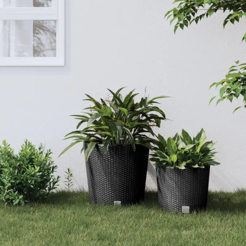 Kunststof binnenbak in rattan plantenbak voor tuin en balkon stijling - Bloempotten & plantenbakken
