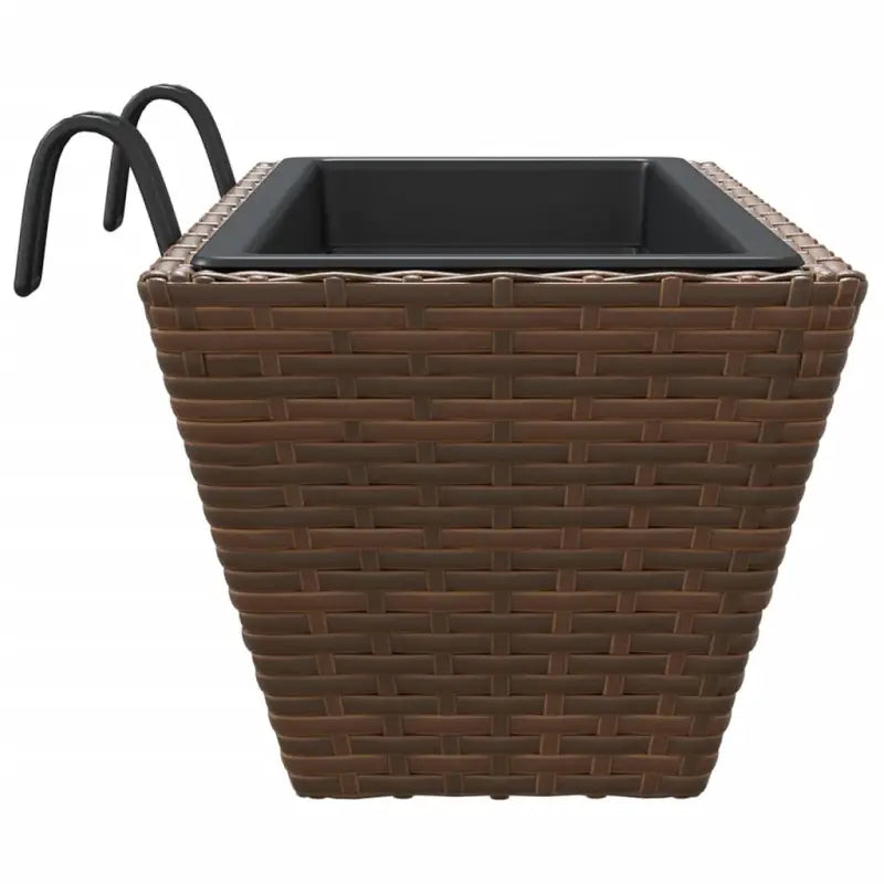 Kunststof pot met poly rattan uitstraling voor bloemen en planten - Bloempotten & plantenbakken