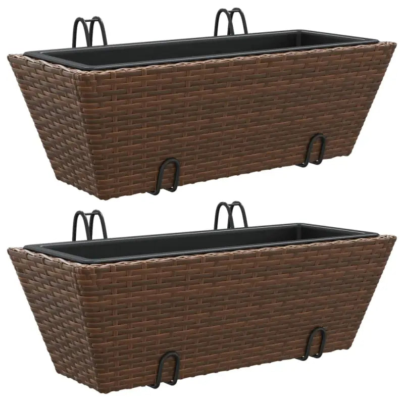 Kunststof pot met poly rattan uitstraling voor bloemen en planten - Bloempotten & plantenbakken
