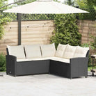 L-vormige bank met poly rattan voor een comfortabele zitervaring buiten - 1 / Zwart / Crèmewit - Tuinsets