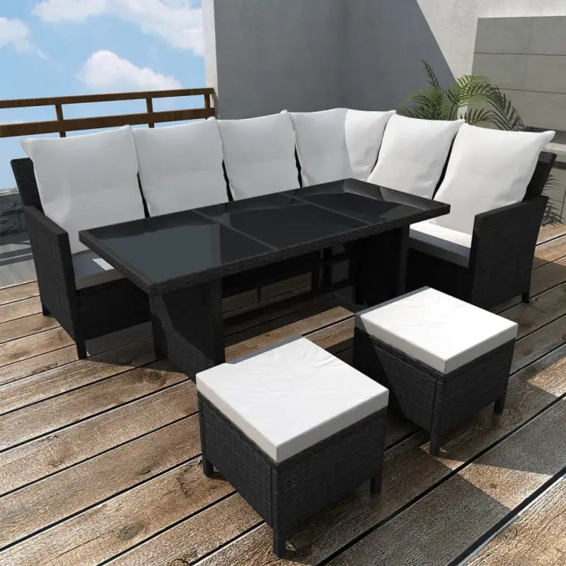 L-vormige bank tuinset met stalen frame voor stijlvolle buitenruimte - Tuinsets
