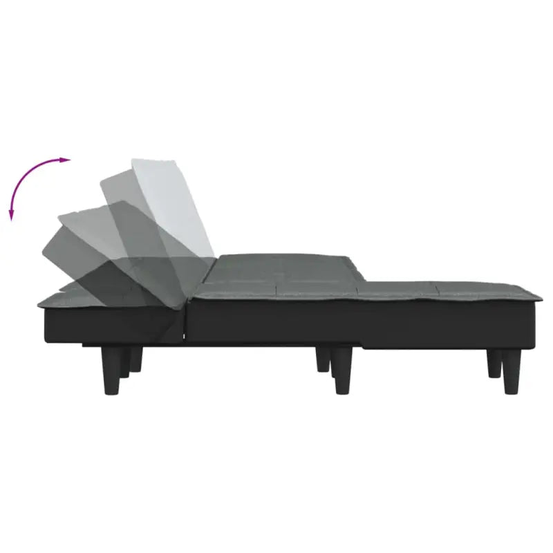 L vormige slaapbank met chaise longue en hoogte voet voor compacte ruimtes - Donkergrijs - Banken
