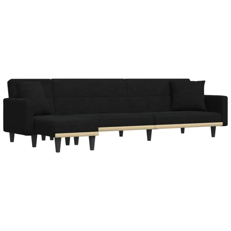 L-vormige slaapbank met chaise longue en hoogte voet voor kleine ruimtes - Zwart - Banken