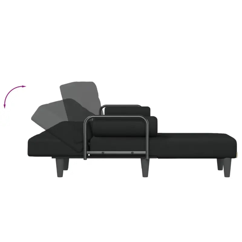 L-vormige slaapbank met chaise longue en hoogte voet voor kleine ruimtes - Zwart - Banken