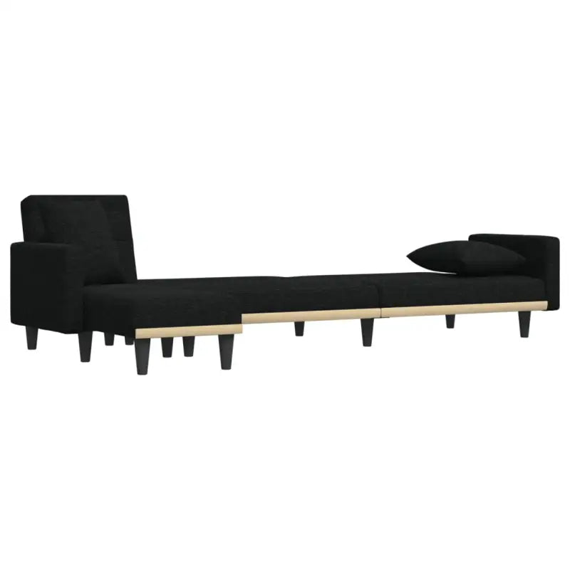 L-vormige slaapbank met chaise longue en hoogte voet voor kleine ruimtes - Zwart - Banken