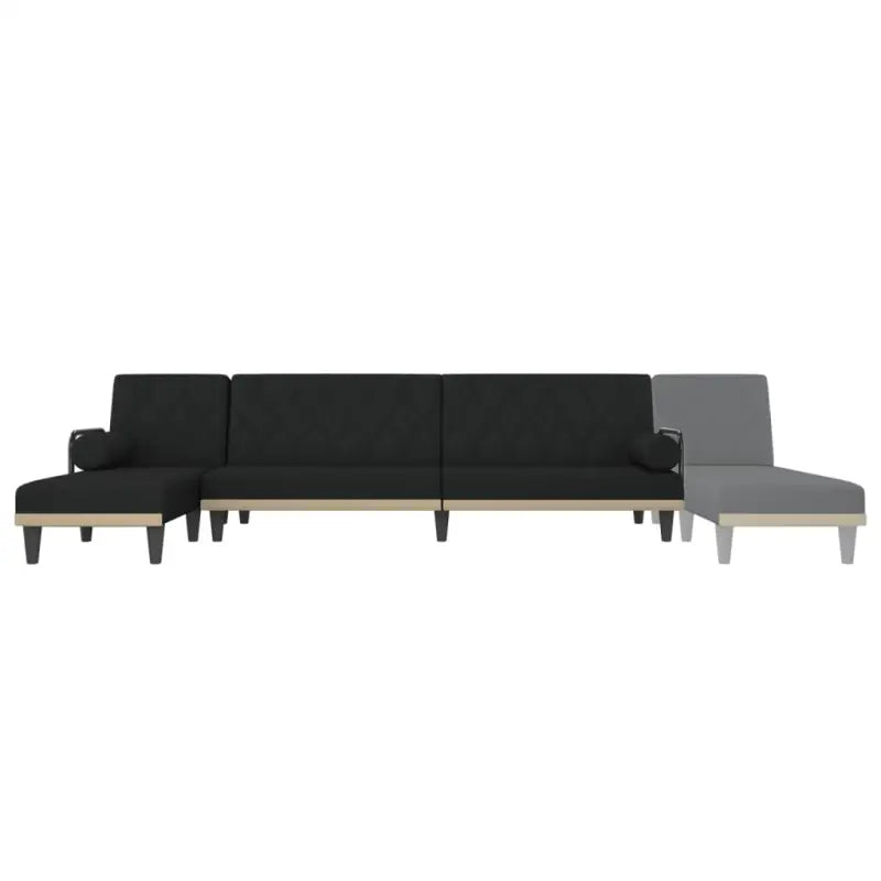 L-vormige slaapbank met chaise longue en hoogte voet voor kleine ruimtes - Zwart - Banken